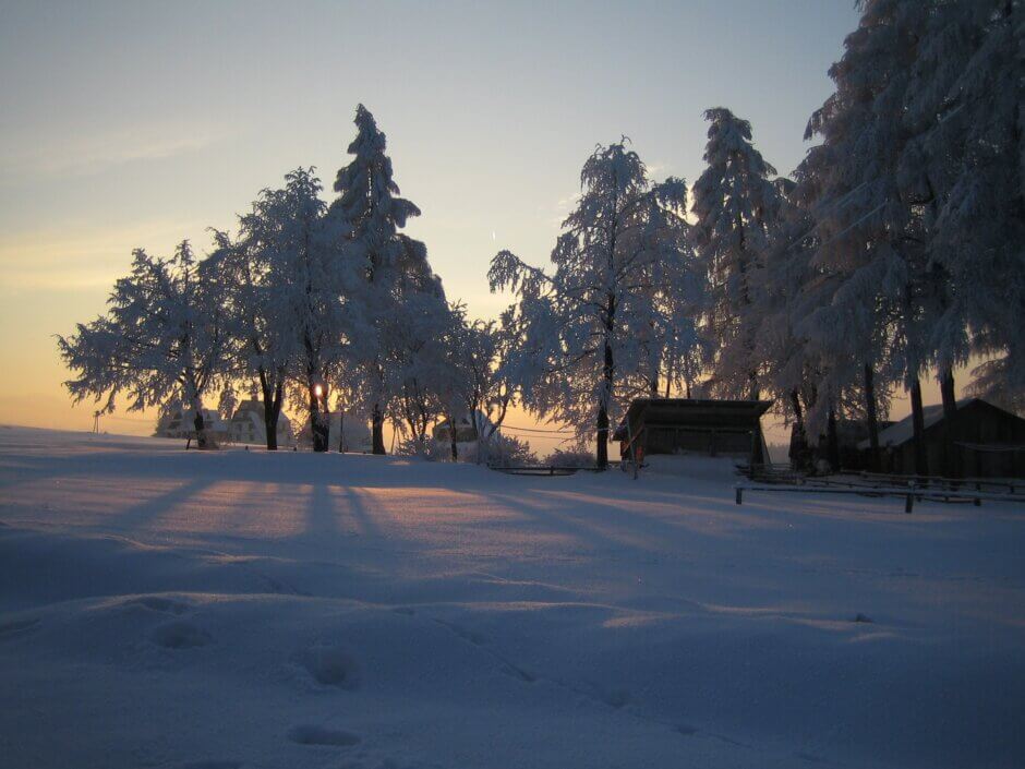 farm with snow